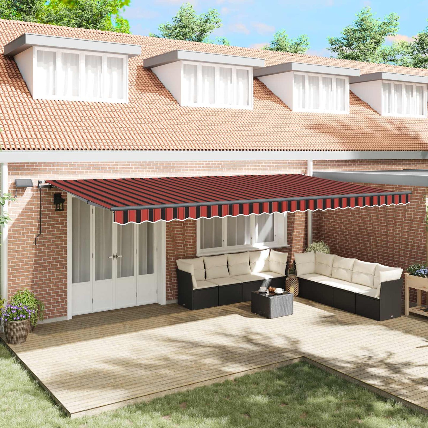 Behúzható napellenző narancssárga és barna 600 ×350 cm szövet
