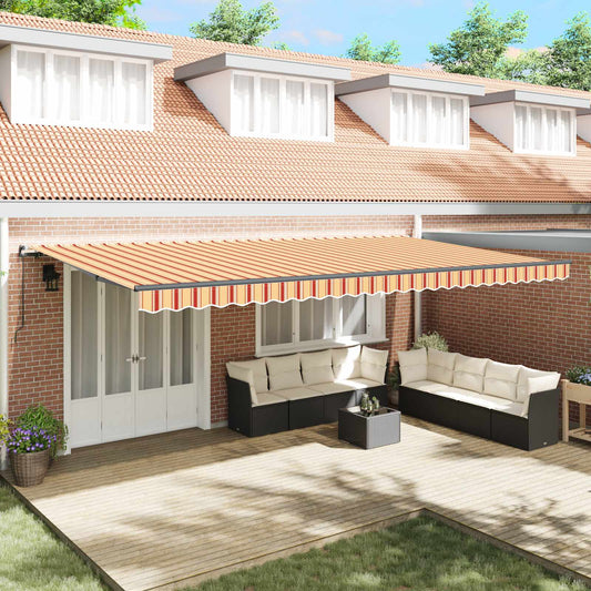 Behúzható napellenző Sárga és narancs 600 × 350 cm