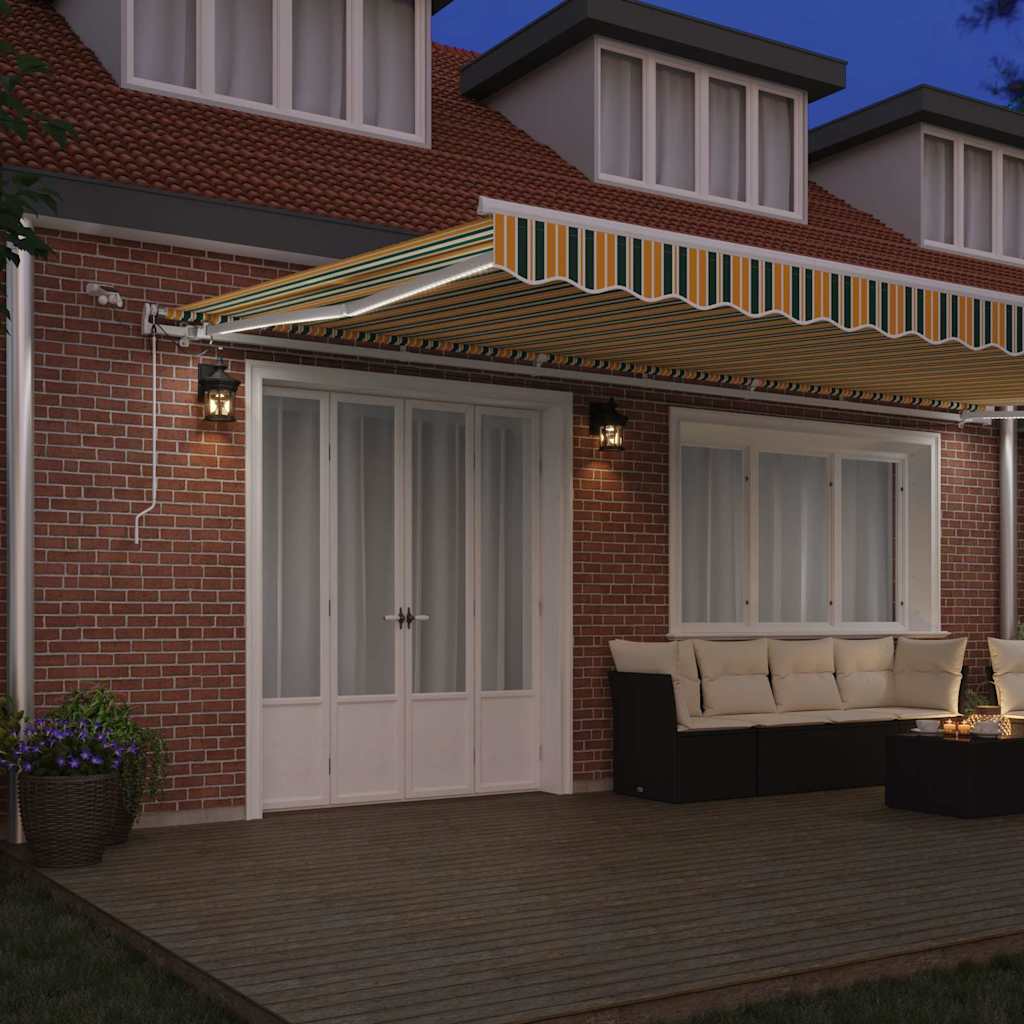 Behúzható napellenző Zöld és Sárga 600 × 350 cm