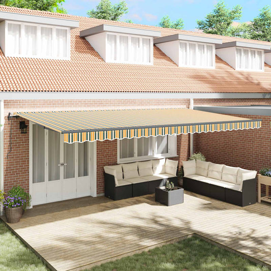 Behúzható napellenző Zöld és sárga 600 × 350 cm