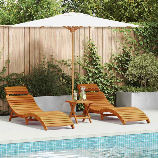 Napozóágy 2 pcs Barna 55 x 184 x 64cm Tömör Akácfa