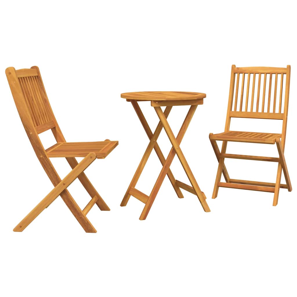 Kert Bistro Készlet 3 pcs Barna Tömör Akácfa