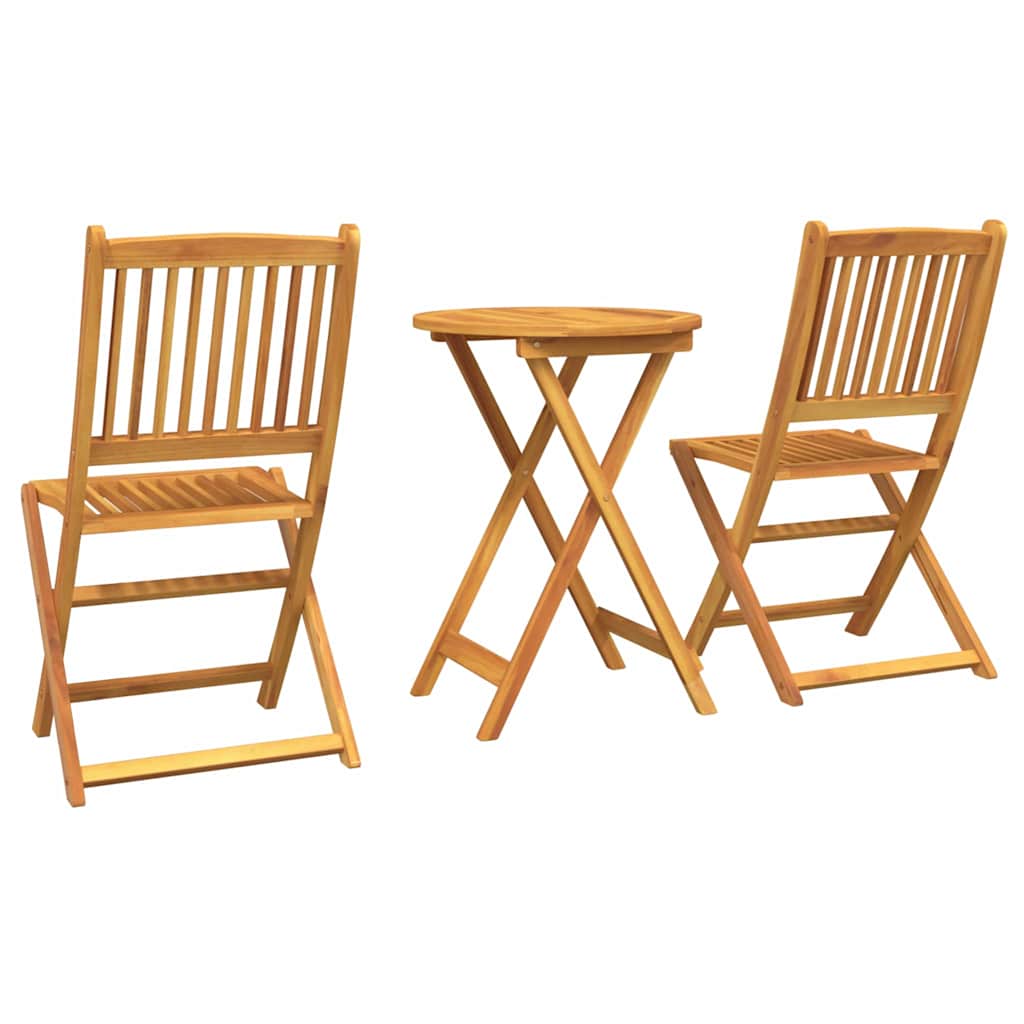 Kert Bistro Készlet 3 pcs Barna Tömör Akácfa