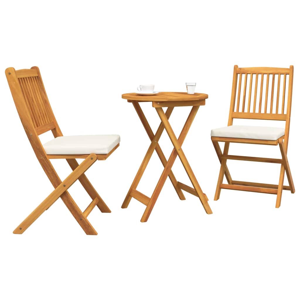 Kert Bistro Készlet 3 pcs Barna Tömör Akácfa