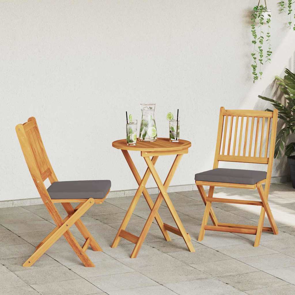 Kert Bistro Készlet 3 pcs Barna Tömör Akácfa