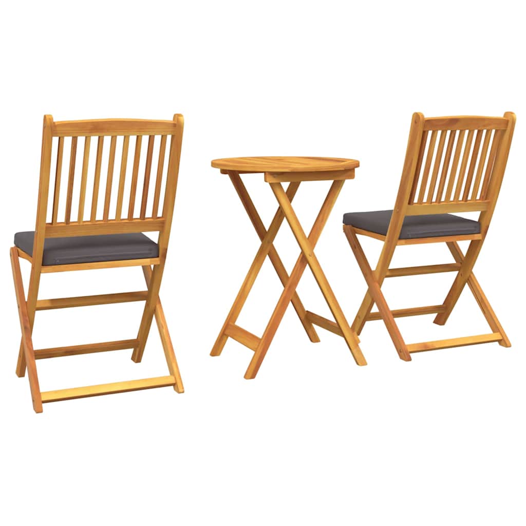 Kert Bistro Készlet 3 pcs Barna Tömör Akácfa