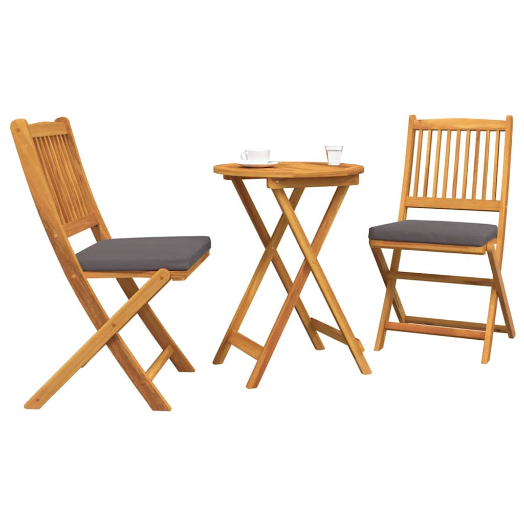 Kert Bistro Készlet 3 pcs Barna Tömör Akácfa