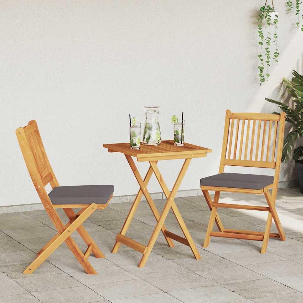 Kert Bistro Készlet 3 pcs Barna Tömör Akácfa