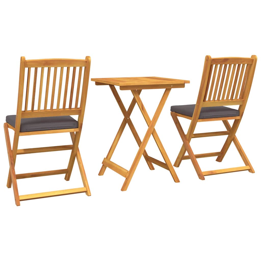 Kert Bistro Készlet 3 pcs Barna Tömör Akácfa
