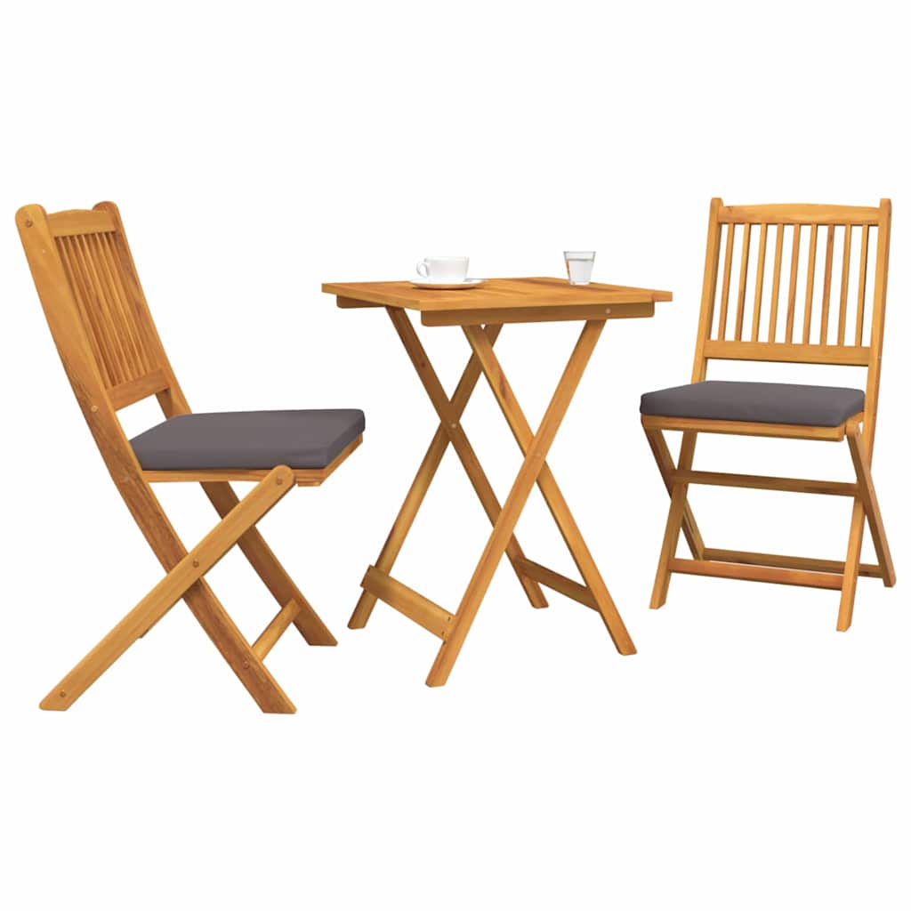 Kert Bistro Készlet 3 pcs Barna Tömör Akácfa