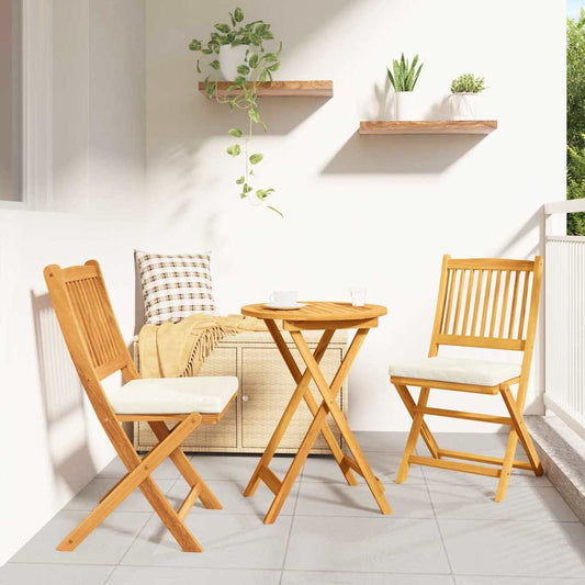 Összecsukható szék 2 pcs Fehér 49 x 57.5 x 92cm Tömör akácfa