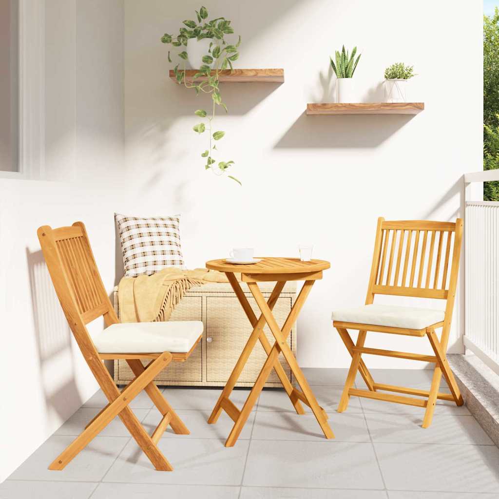 Összecsukható szék 2 pcs Fehér 49 x 57.5 x 92cm Tömör akácfa