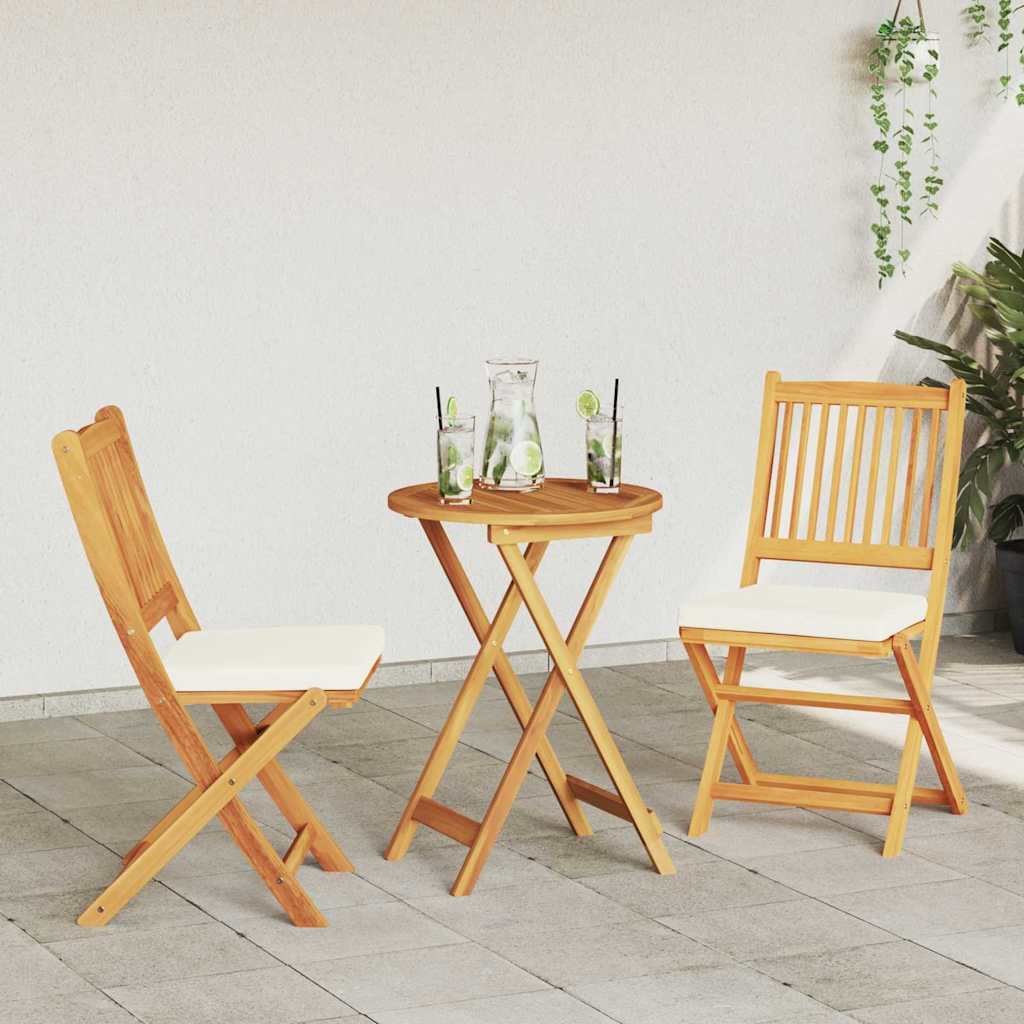 Összecsukható szék 2 pcs Fehér 49 x 57.5 x 92cm Tömör akácfa