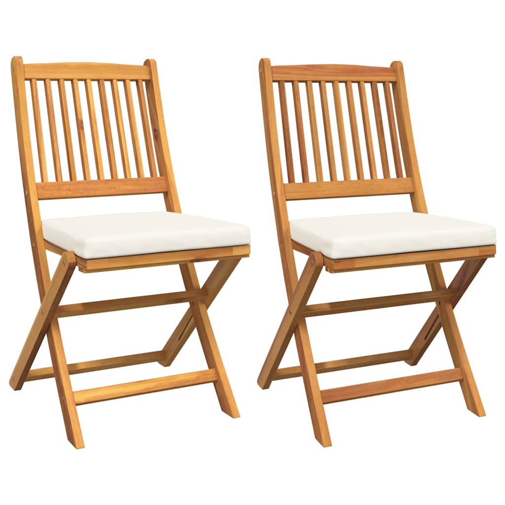 Összecsukható szék 2 pcs Fehér 49 x 57.5 x 92cm Tömör akácfa