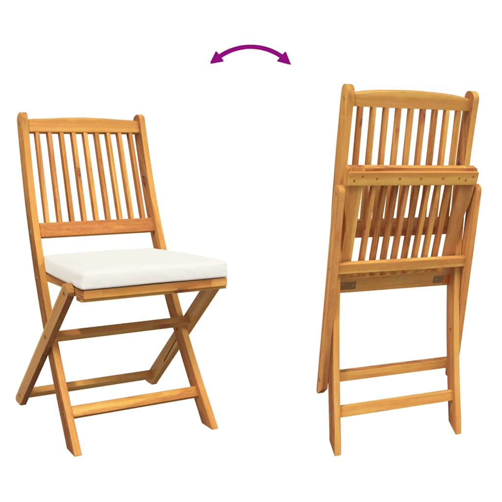 Összecsukható szék 2 pcs Fehér 49 x 57.5 x 92cm Tömör akácfa