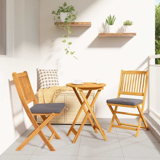 Összecsukható szék 2 pcs Szürke 49 x 57.5 x 92cm Tömör akácfa