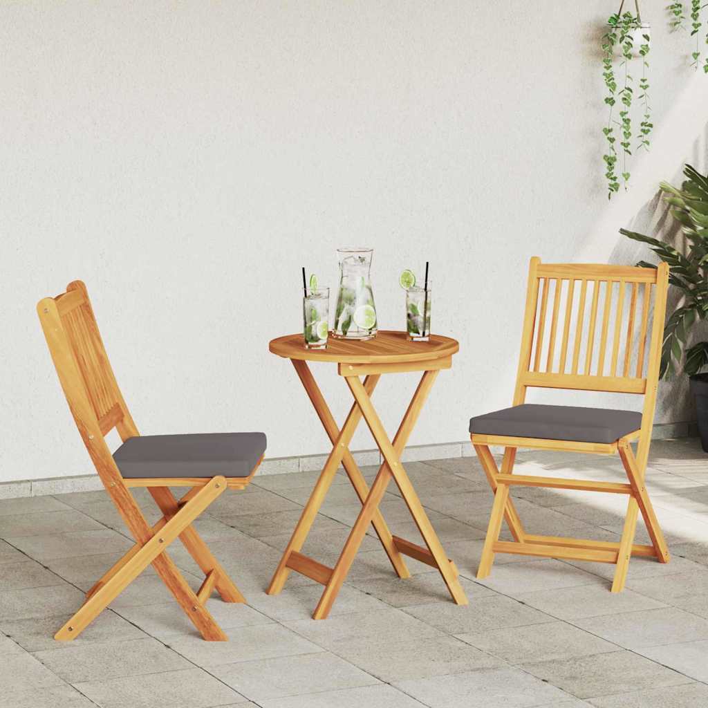 Összecsukható szék 2 pcs Szürke 49 x 57.5 x 92cm Tömör akácfa