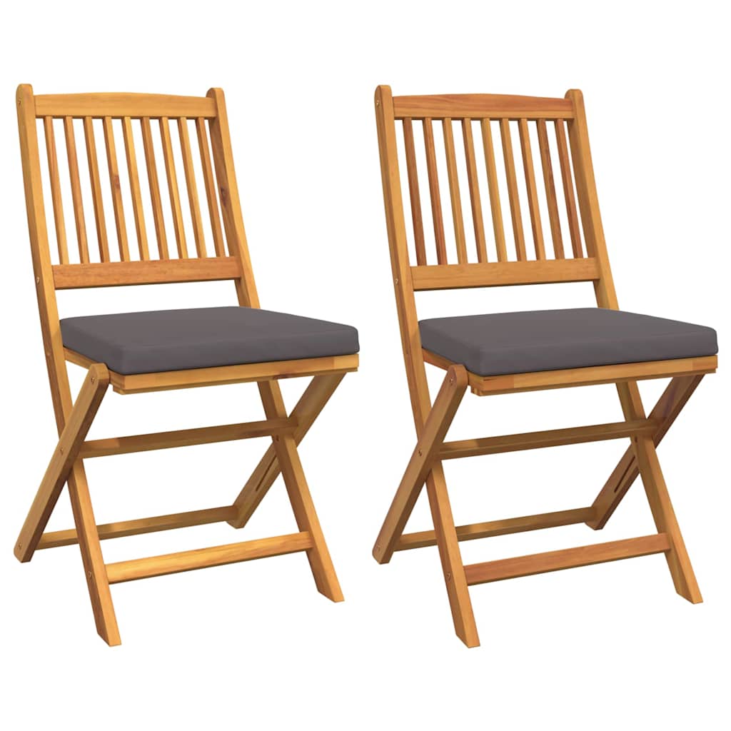 Összecsukható szék 2 pcs Szürke 49 x 57.5 x 92cm Tömör akácfa