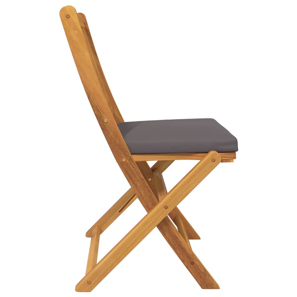 Összecsukható szék 2 pcs Szürke 49 x 57.5 x 92cm Tömör akácfa