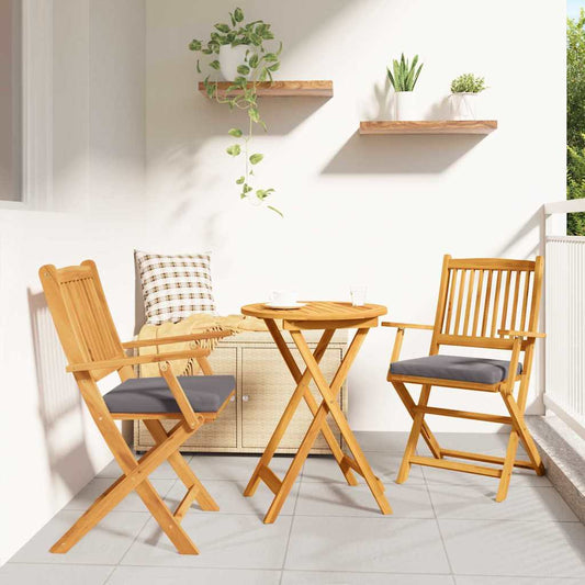 Összecsukható szék 2 pcs Szürke 49 x 57.5 x 92cm Tömör akácfa