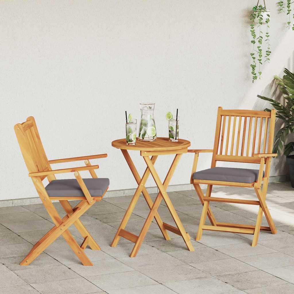 Összecsukható szék 2 pcs Szürke 49 x 57.5 x 92cm Tömör akácfa