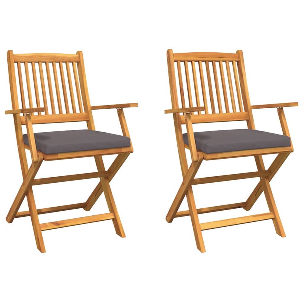 Összecsukható szék 2 pcs Szürke 49 x 57.5 x 92cm Tömör akácfa