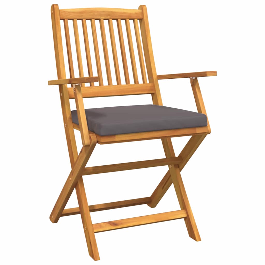 Összecsukható szék 2 pcs Szürke 49 x 57.5 x 92cm Tömör akácfa