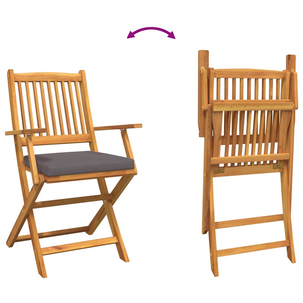 Összecsukható szék 2 pcs Szürke 49 x 57.5 x 92cm Tömör akácfa