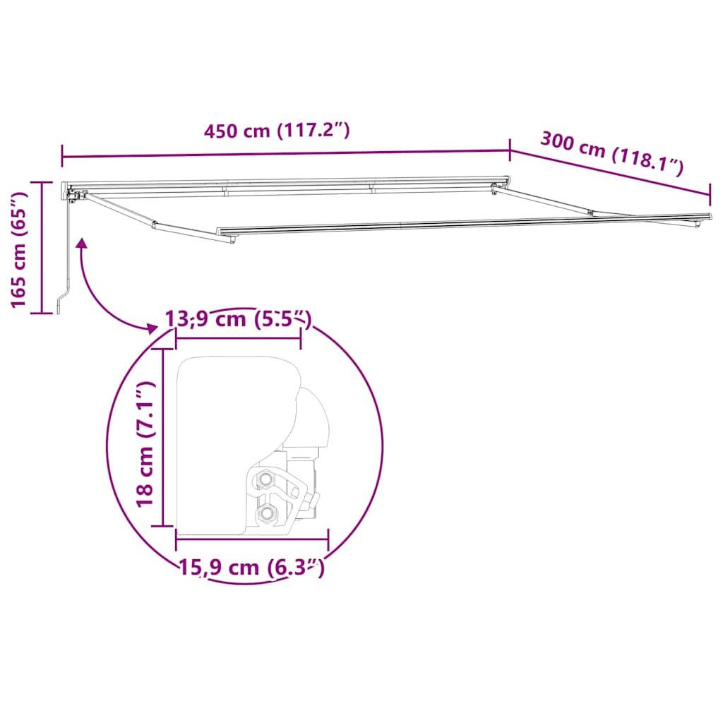 Napernyő keret Állítható Antracit 4,5 × 3 m Acél