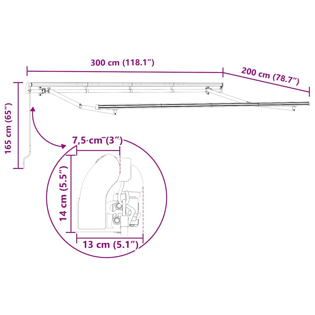Napernyő keret Fehér 3 x 2 m Fém