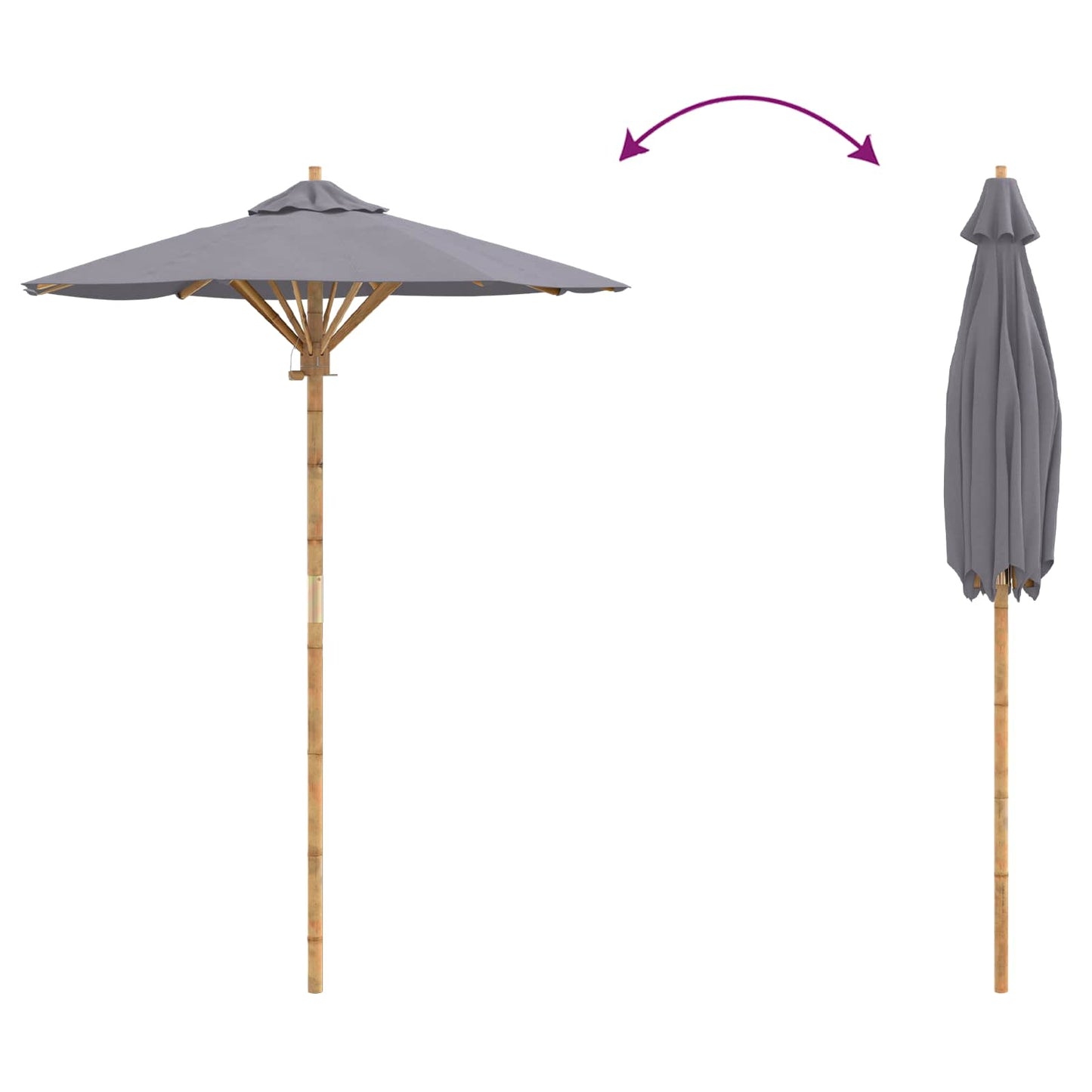 Kerti napernyő Sötétszürke Ø 150 x 210 cm bambusz