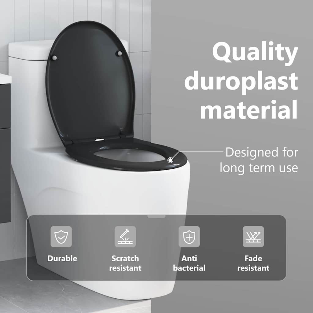 WC ülőke Fekete 47 x 37 x 4 cm Duroplast