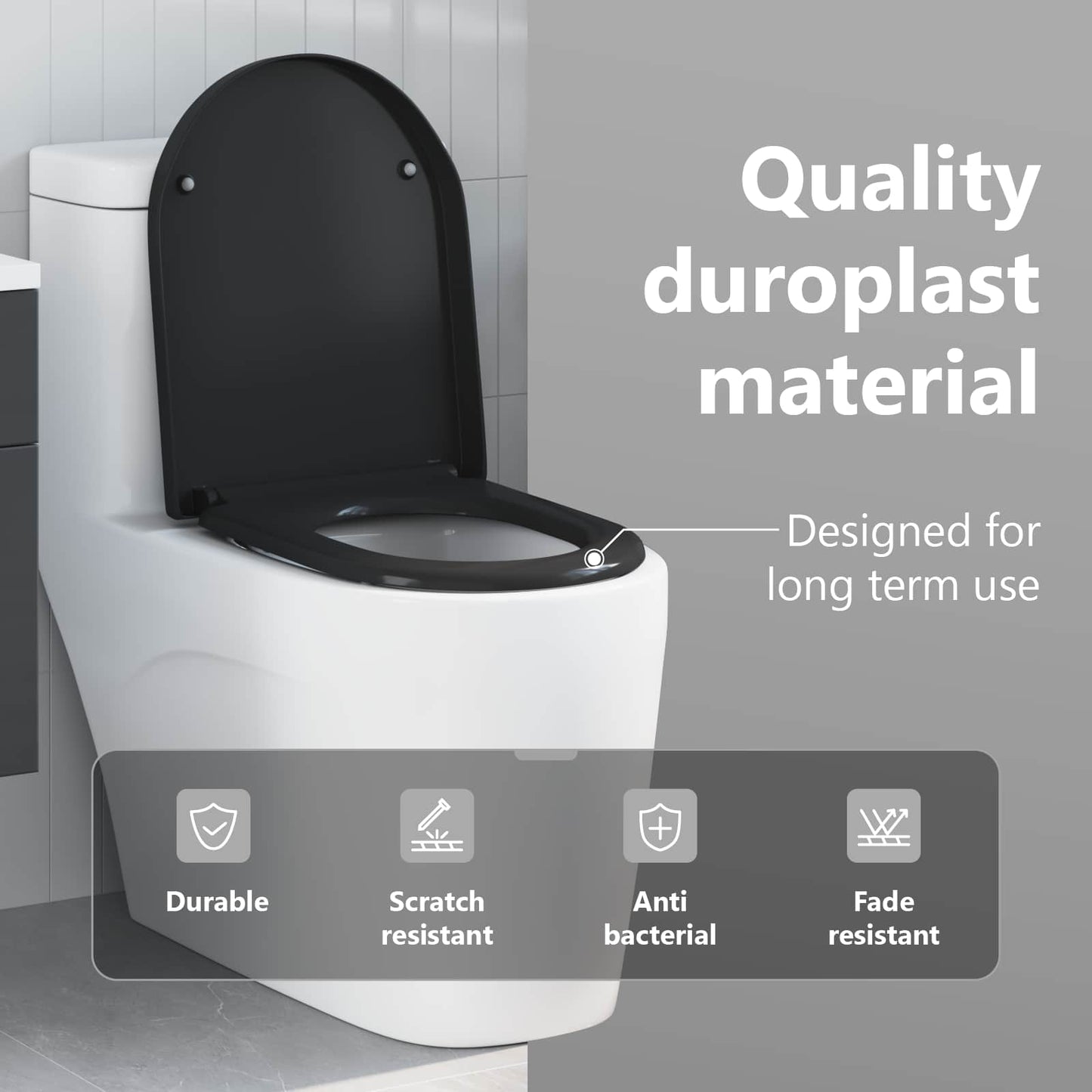 WC ülőke Fekete 49 x 36 x 4 cm Duroplast