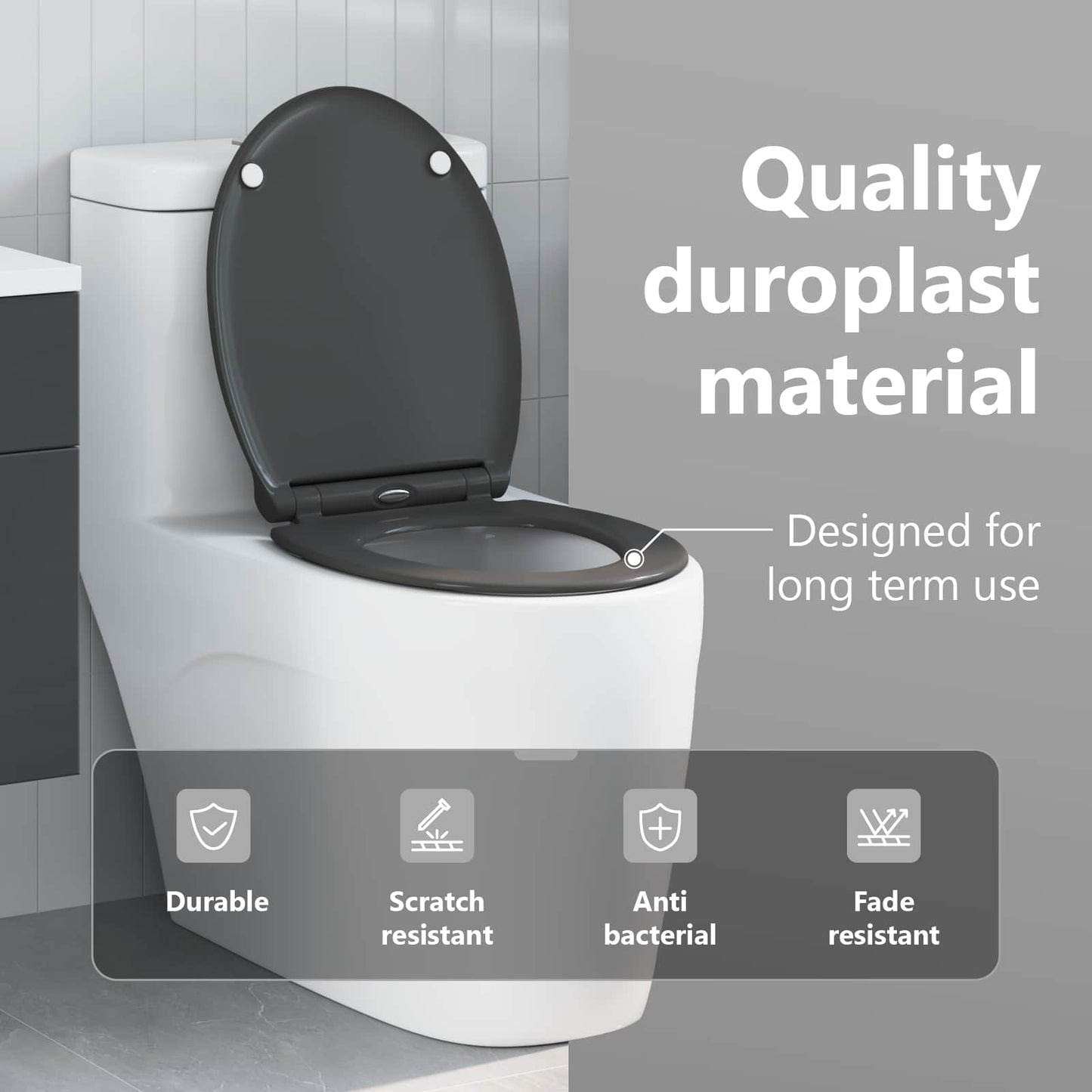 WC ülőke Antracit 45,5 x 37,5 x 3,8 cm Duroplast