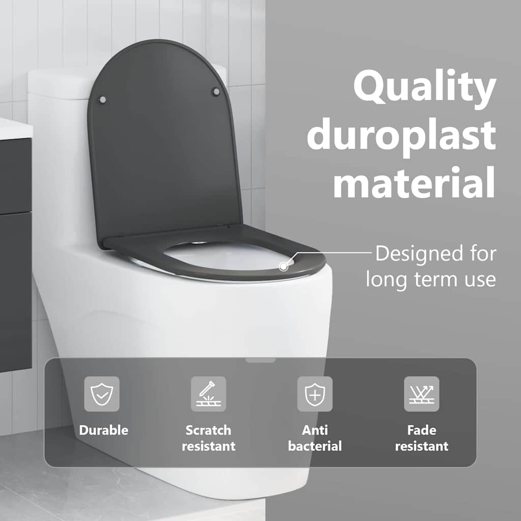 WC ülőke Antracit 47 x 36 x 3,4 cm Duroplast