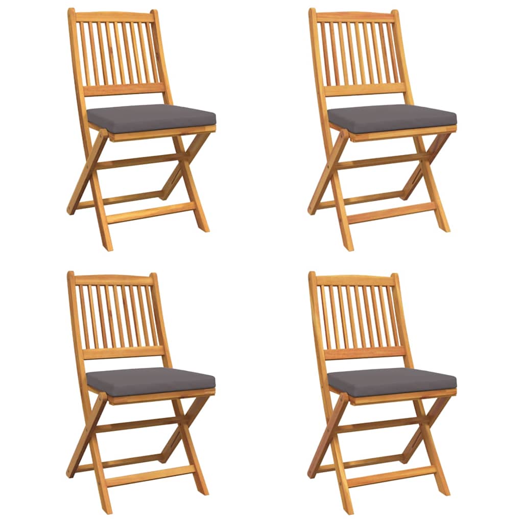 Összecsukható szék 4 pcs Szürke 49 x 57.5 x 92cm Tömör akácfa