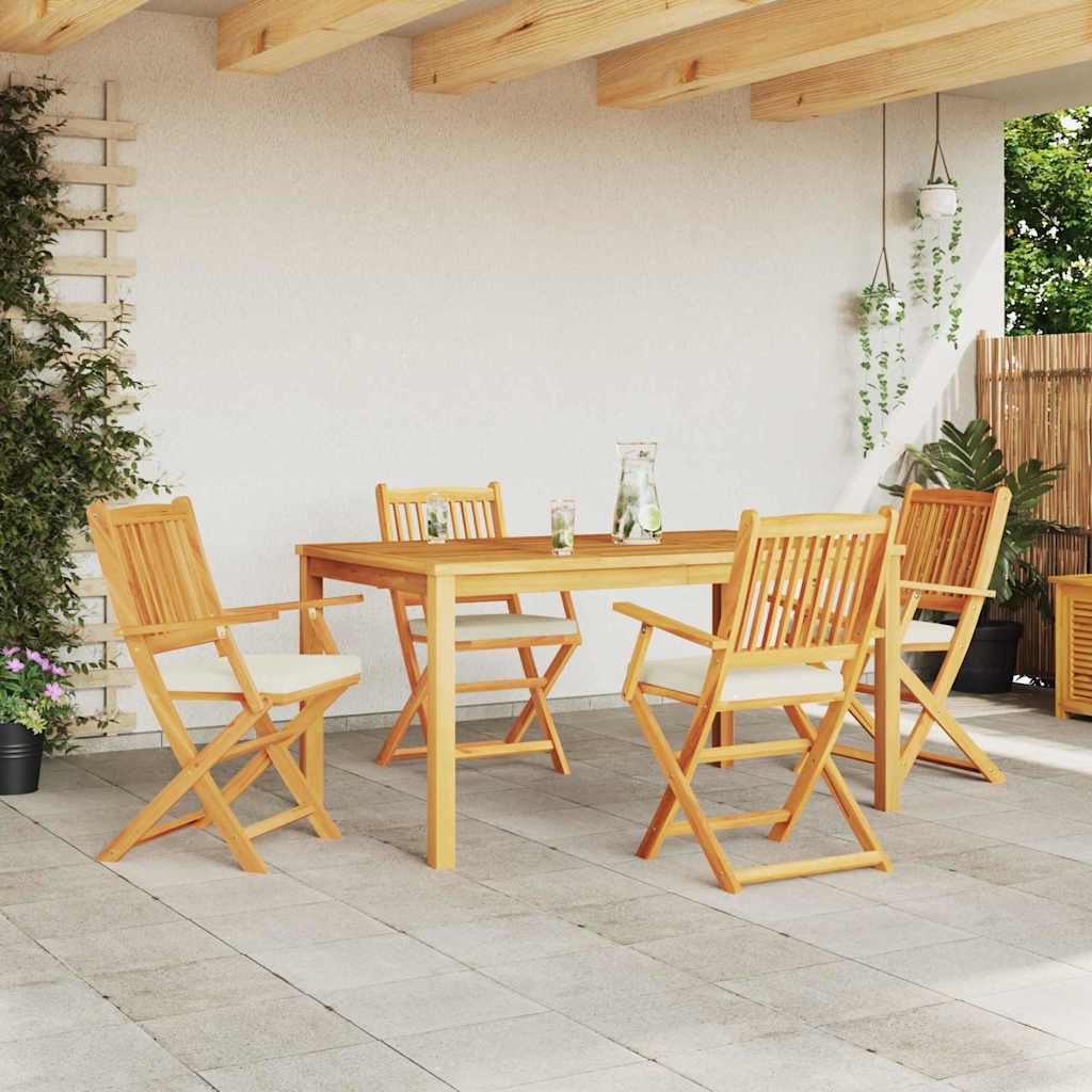 Összecsukható szék 4 pcs Fehér 49 x 57.5 x 92cm Tömör akácfa