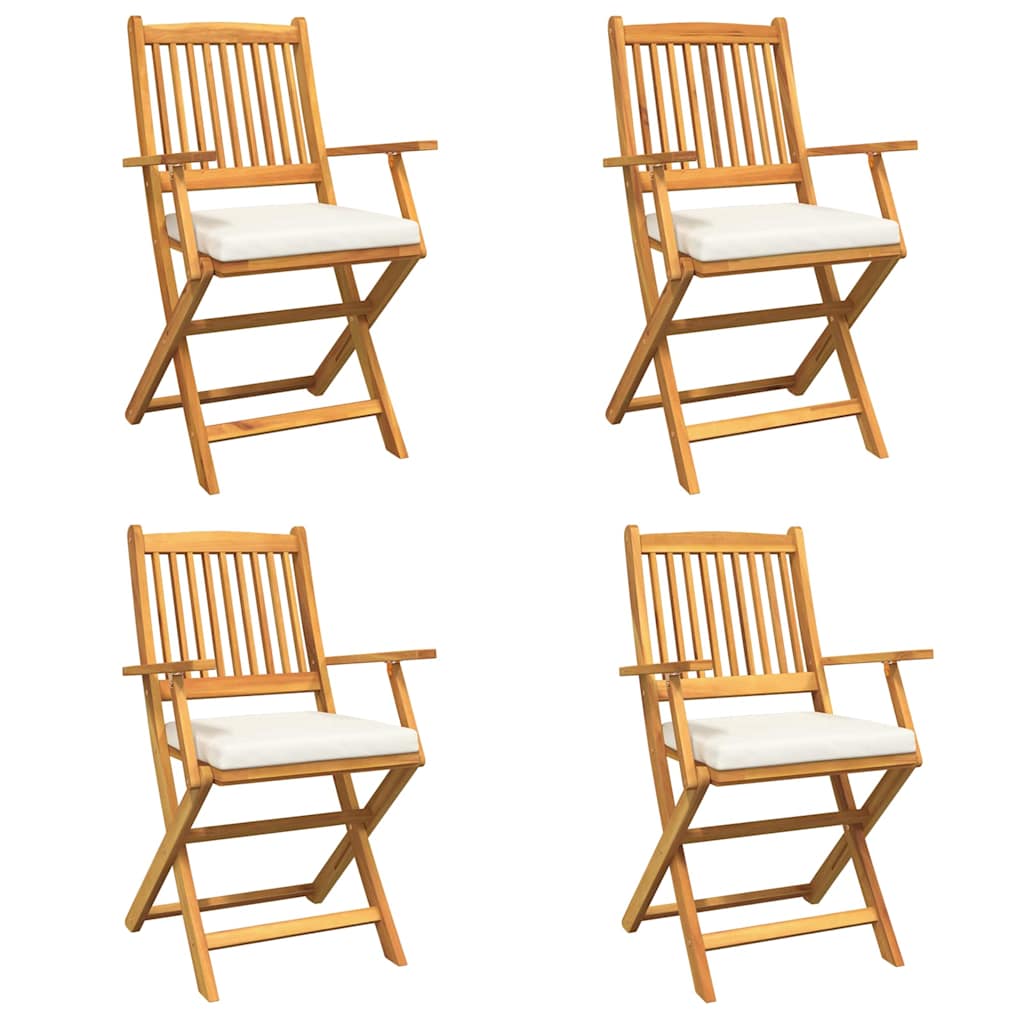 Összecsukható szék 4 pcs Fehér 49 x 57.5 x 92cm Tömör akácfa