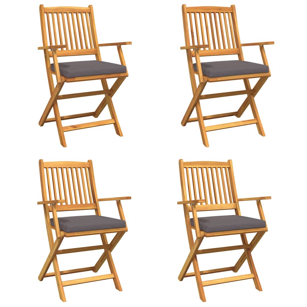 Összecsukható szék 4 pcs Szürke 49 x 57.5 x 92cm Tömör akácfa