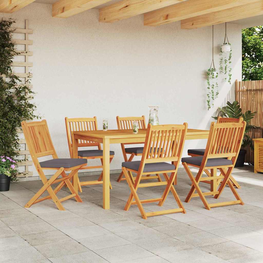 Összecsukható szék 6 pcs Szürke 49 x 57.5 x 92cm Tömör akácfa