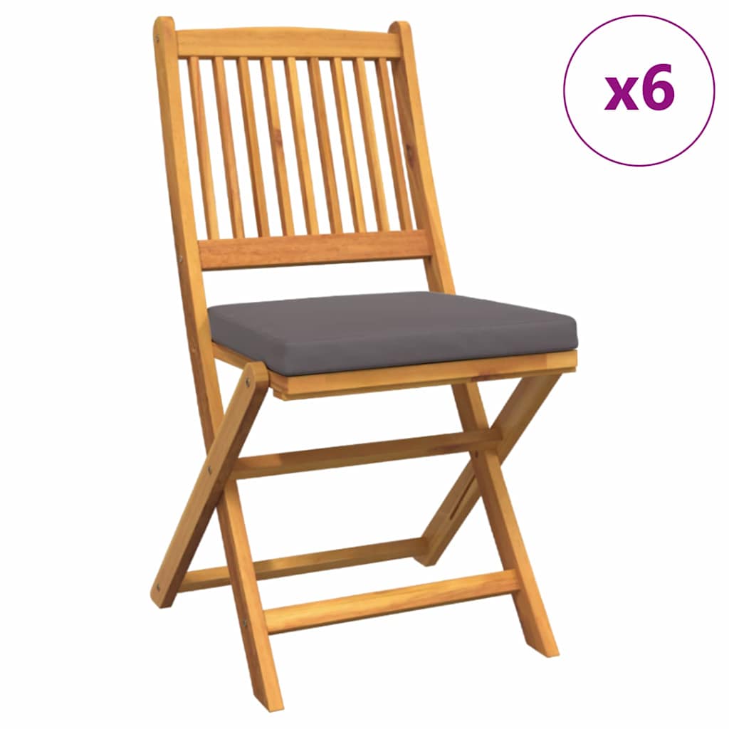 Összecsukható szék 6 pcs Szürke 49 x 57.5 x 92cm Tömör akácfa