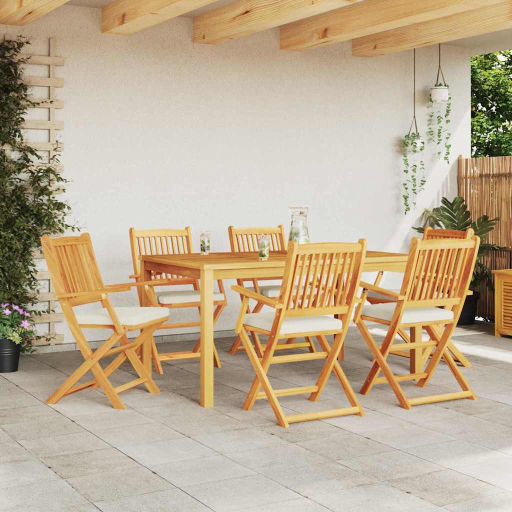 Összecsukható szék 6 pcs Fehér 49 x 57.5 x 92cm Tömör akácfa