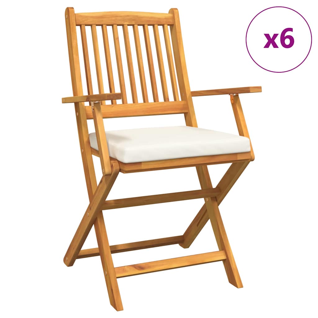 Összecsukható szék 6 pcs Fehér 49 x 57.5 x 92cm Tömör akácfa