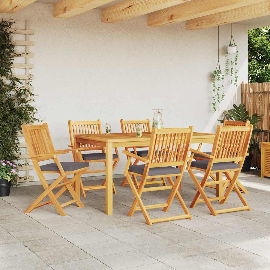 Összecsukható szék 6 pcs Szürke 49 x 57.5 x 92cm Tömör akácfa