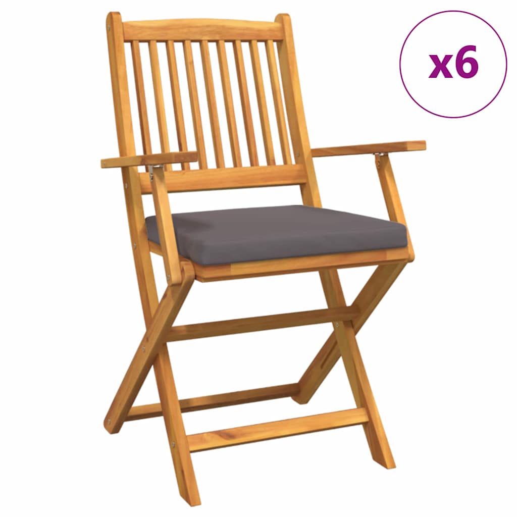 Összecsukható szék 6 pcs Szürke 49 x 57.5 x 92cm Tömör akácfa