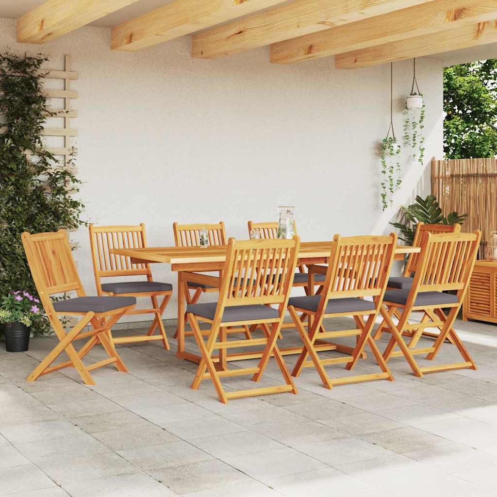 Összecsukható szék 8 pcs Szürke 49 x 57.5 x 92cm Tömör akácfa