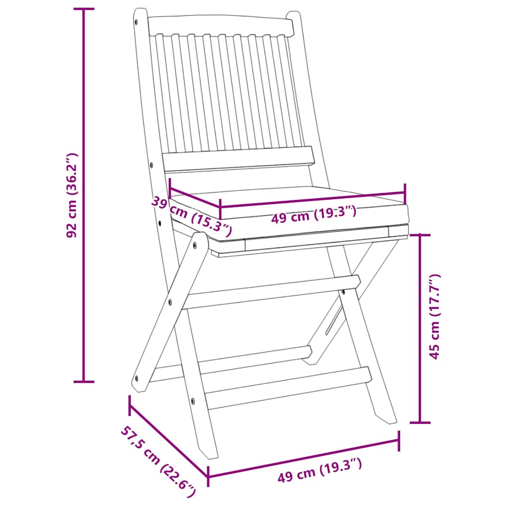 Összecsukható szék 8 pcs Szürke 49 x 57.5 x 92cm Tömör akácfa