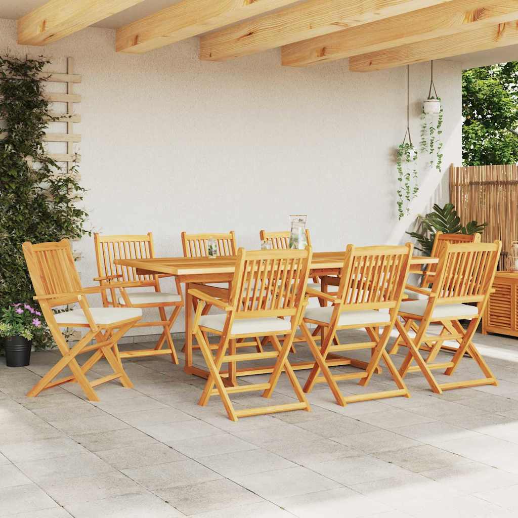 Összecsukható szék 8 pcs Fehér 49 x 57.5 x 92cm Tömör akácfa