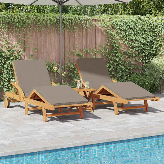 Napozó 2 pcs Tópszínű 200 x 67 x 84 cm Tömör Akácfa