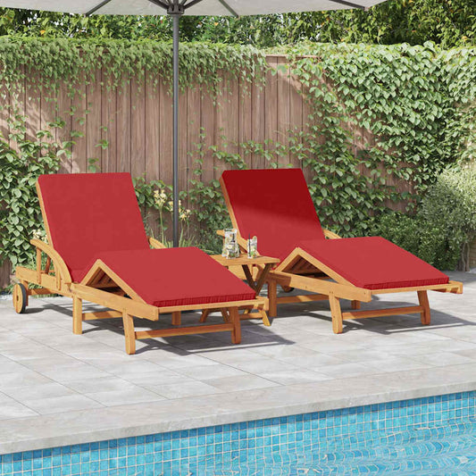 Napozó 2 pcs Piros 200 x 67 x 84 cm Tömör Akácfa